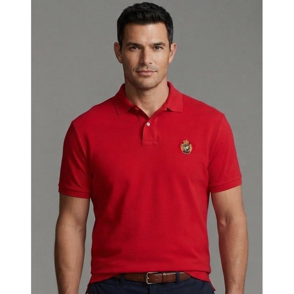 Vintage Polo Ralph Lauren Crest Polo Shirt Mens XXL Red Embroidered Crown Pique